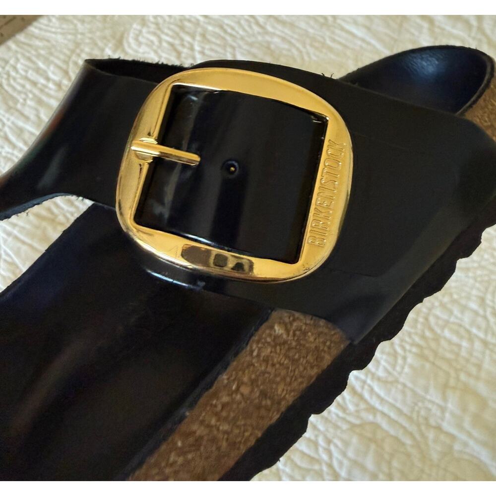 Birkenstock Black Gizeh Big Buckle High Shine Patent Leather 37 /W7 - Picture 4 of 10